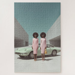 Retro Chic Minimalistisch Twins Puzzle