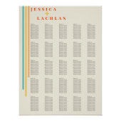 Retro Chic mit farbenfroher Streifen Sitzkarte Poster (Vorderseite)