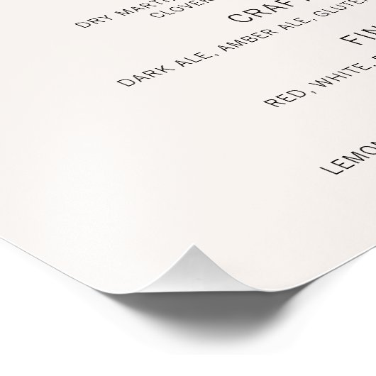 Retro Chic Modern Bar Menu Fotodruck (Ecke)