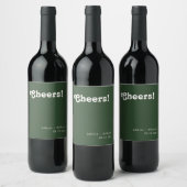 Retro Chic Modern Dark Green Cheers Wedding Weinetikett (Flaschen)