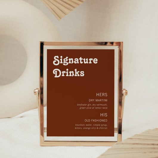Retro Chic Modern Signature Drinks Terracotta Fotodruck