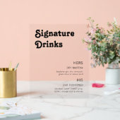 Retro Chic Moderne Signature Drinks Acrylschild (Hochzeit)