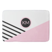 Retro Chic Monogram Farbblock und Streifen Badematte (Vorderseite)