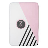 Retro Chic Monogram Farbblock und Streifen Badematte (Vorderseite Vertikal)