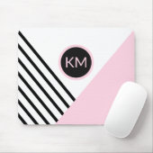 Retro Chic Monogram Strips und Farbblock Mousepad (Mit Mouse)