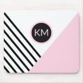 Retro Chic Monogram Strips und Farbblock Mousepad (Vorne)