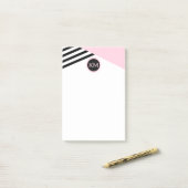Retro Chic Monogram Strips und Farbblock Post-it Klebezettel (Auf Schreibtisch)