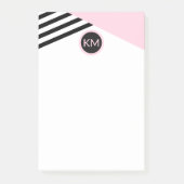 Retro Chic Monogram Strips und Farbblock Post-it Klebezettel (Vorderseite)