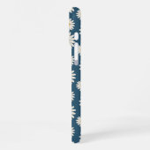 Retro Chic Navy blaues florales Muster Whimsical iPhone Hülle (Linke Seite)
