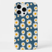 Retro Chic Navy blaues florales Muster Whimsical iPhone Hülle (Rückseite)