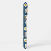 Retro Chic Navy blaues florales Muster Whimsical iPhone Hülle (Rechte Seite)