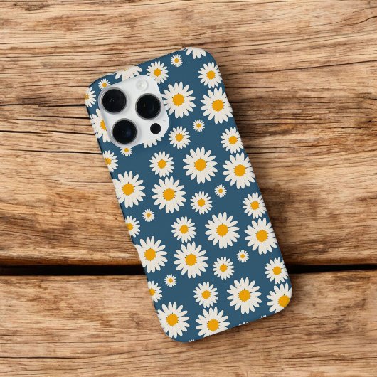 Retro Chic Navy blaues florales Muster Whimsical iPhone Hülle