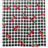 Retro Chic Niedlich Red Cherry Black & White Gingh Duschvorhang (Vorderseite)
