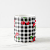 Retro Chic Niedlich Red Cherry Schwarz-weiß Gingha Kaffeetasse (Mittel)