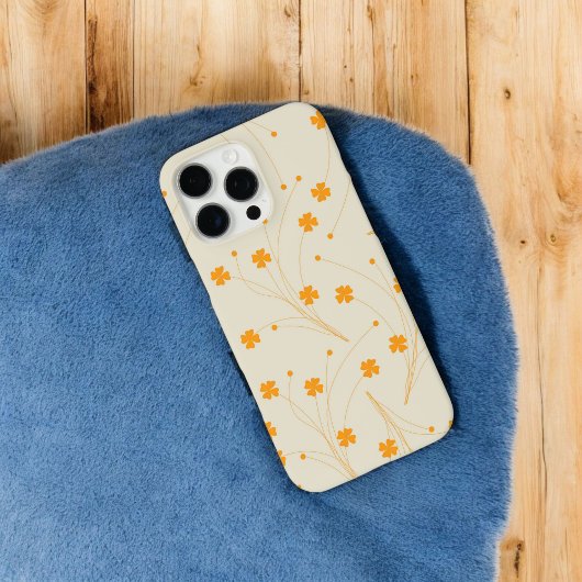 Retro Chic Orange & Beige Blumenmuster Whimsikum Case-Mate iPhone Hülle