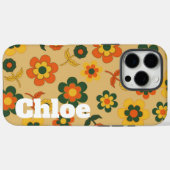 Retro Chic Orange Blumenmuster Whimsikfeder Case-Mate iPhone Hülle (Rückseite (Horizontal))