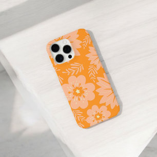 Retro Chic Orange Blumenmuster Whimsikfeder iPhone 16 Pro Max Hülle