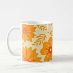 Retro Chic Orange Floral Bold Y2K Inspiriert Kaffeetasse