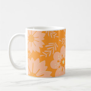 Retro Chic Orange Peach Fuzz Blumenwärme Vintag Kaffeetasse