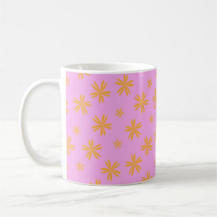 Retro Chic Orange Pink Floral Bright Y2K Inspirier Kaffeetasse