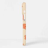 Retro Chic Peach floral Muster Whimsikfeder iPhone Hülle (Linke Seite)