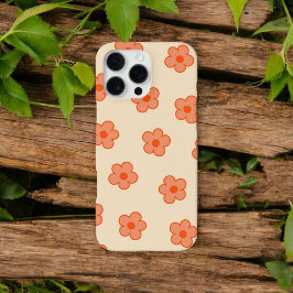 Retro Chic Peach floral Muster Whimsikfeder iPhone 16 Pro Max Hülle