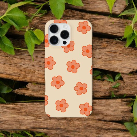Retro Chic Peach floral Muster Whimsikfeder iPhone Hülle