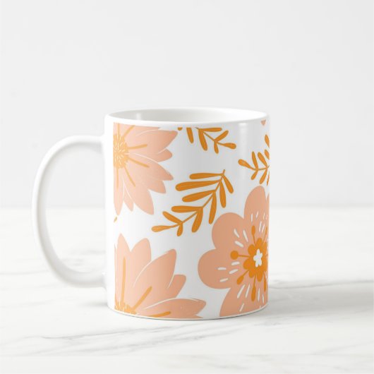 Retro Chic Peach Fuzz Floral Whimsical Y2K Kaffeetasse (Links)