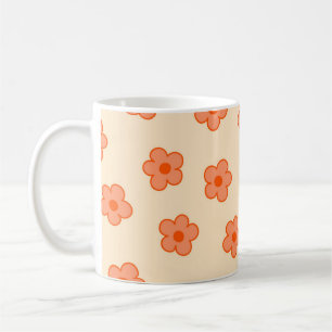 Retro Chic Peach Orange Floral Whimsical Y2K Kaffeetasse
