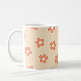 Retro Chic Peach White Floral Soft Y2K Inspiriert Kaffeetasse