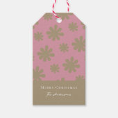 Retro Chic Pink und Gold Floral Frohe Weihnachten Geschenkanhänger (Vorderseite)