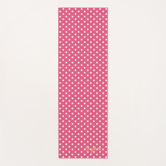 Retro Chic Pink White Polka Dots Monogram Übung Yogamatte (Vorderseite)