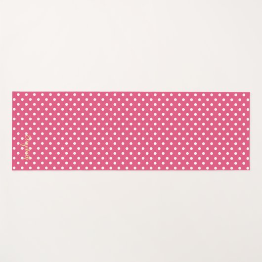 Retro Chic Pink White Polka Dots Monogram Übung Yogamatte (Vorderseite (Horizontal))