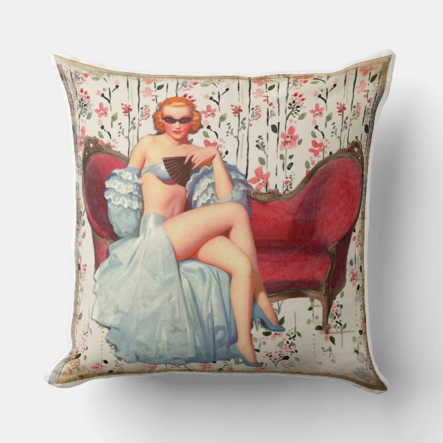 Retro Chic Pinup Girl Kissen (Vorderseite)