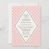 Retro Chic Polka Dots Diamond Brautparty laden ein Einladung (Vorderseite)