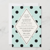 Retro Chic Polka Dots Diamond Brautparty laden ein Einladung (Vorderseite)
