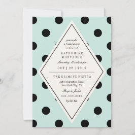 Retro Chic Polka Dots Diamond Brautparty laden ein Einladung