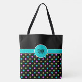Retro Chic Polka Dots Große Mit Monogramm Tasche (Vorderseite)