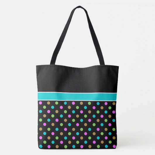 Retro Chic Polka Dots Große Mit Monogramm Tasche (Rückseite)
