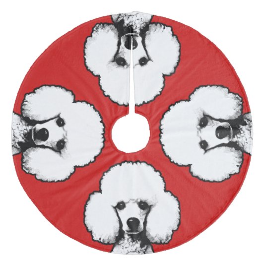 Retro Chic Pop Art Inspiriert Niedliches Poodle Tr Fleece Weihnachtsbaumdecke (Vorderseite)