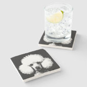 Retro Chic Pop Art Poodle Steinuntersetzer (Seitenansicht)