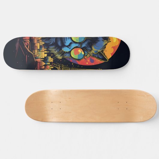 Retro Chic Pop Kunst, Dichtung und Musik Skateboard (Horizontal)