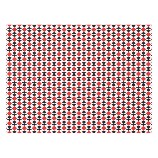 Retro Chic Red Black Diamond Shape Muster Tischdecke (Vorderseite (Horizontal))