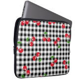 Retro Chic Red Cherry & Schwarz-weiß Gingham Trend Laptopschutzhülle (Vorne Rechts)