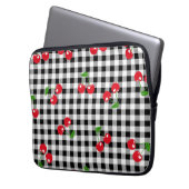 Retro Chic Red Cherry & Schwarz-weiß Gingham Trend Laptopschutzhülle (Vorderseite Links)