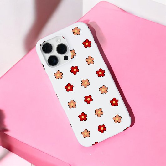 Retro Chic Red & White Floral Muster Whimsicall iPhone Hülle