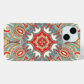 Retro Chic Rot Aquamarines Hübsches Blumenmosaik M Case-Mate iPhone Hülle (Rückseite (Horizontal))