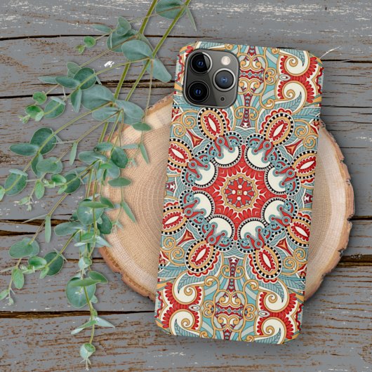 Retro Chic Rot Aquamarines Hübsches Blumenmosaik M Case-Mate iPhone Hülle