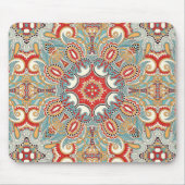 Retro Chic Rot Aquamarines Hübsches Blumenmosaik M Mousepad (Vorne)