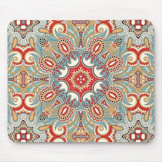 Retro Chic Rot Aquamarines Hübsches Blumenmosaik M Mousepad (Vorne)